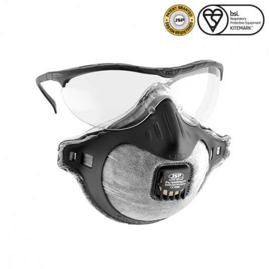 JSP FFP2 Filterspec Mask and Goggles with Odour Valve